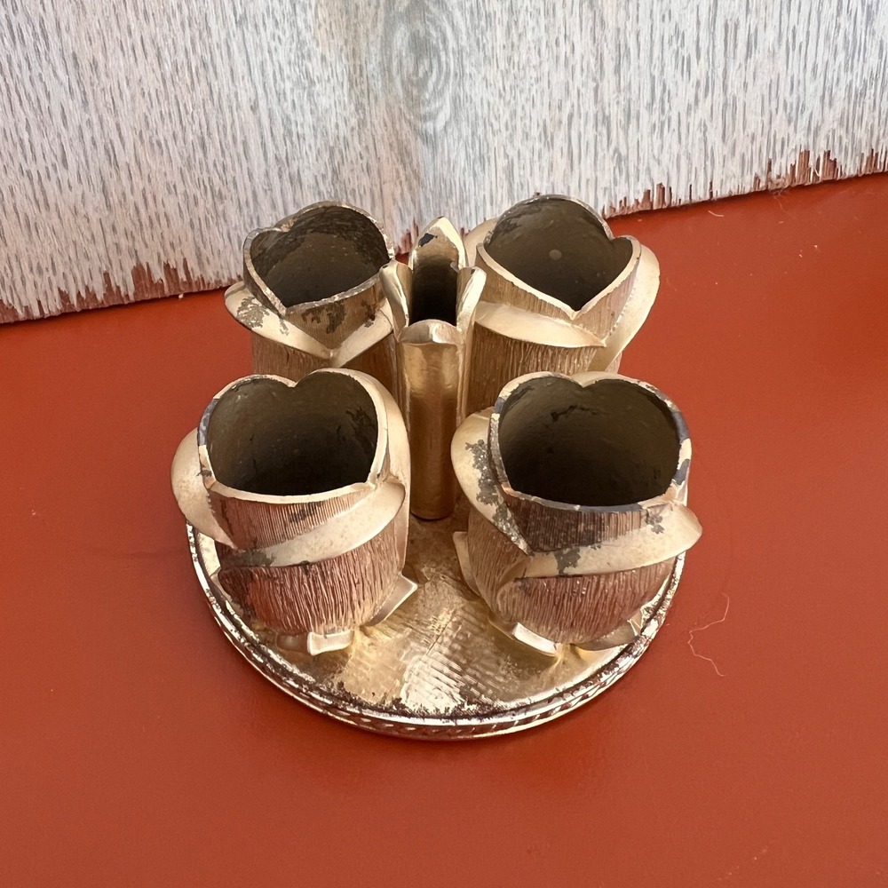 Vintage Avon Golden Vanity Four Rosebud Openings Lipstick Holder Gold Tone